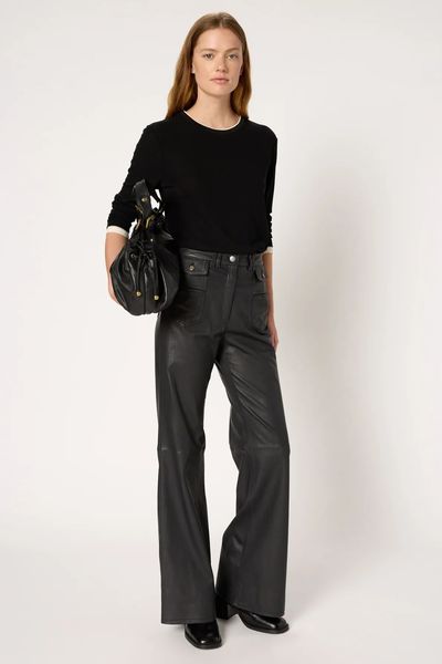 Alternative view of Pantaloni evazati din piele CYNTHIA