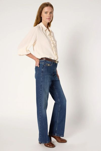 Alternative view of Blugi stil bootcut cu accesoriu GD auriu CORINE