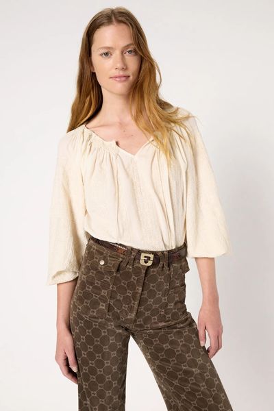 Bluza brodata cu decolteu larg AGLAE