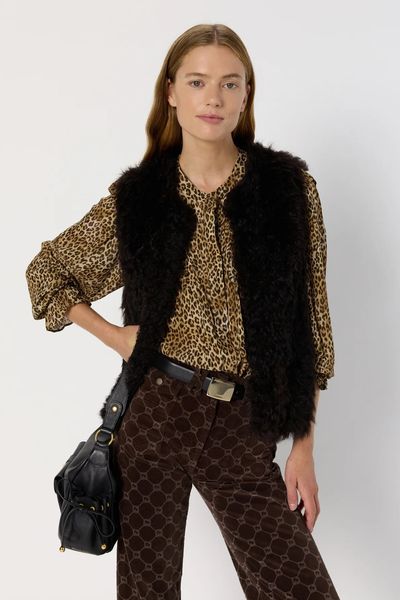 Camasa cu volane si print leopard ARLETTY