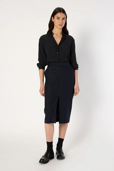 Fusta neagra stil creion cu dungi BRIGITTE