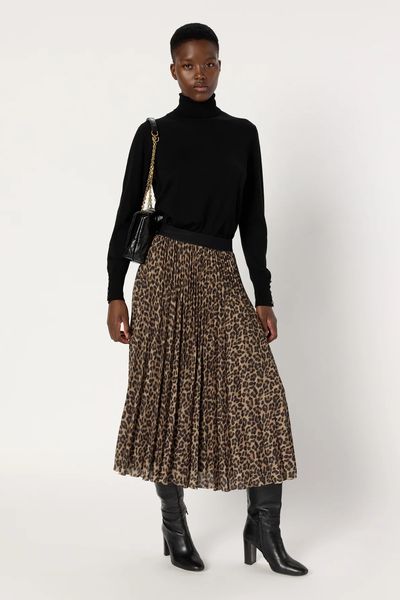 Fusta plisata cu print leopard BARETTE
