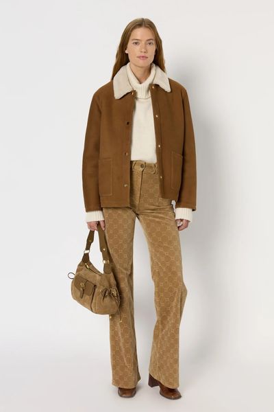 Alternative view of Geaca din shearling cu guler intors si buzunare NOEMIE