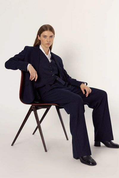 Pantaloni bleumarin de costum CHARLENE