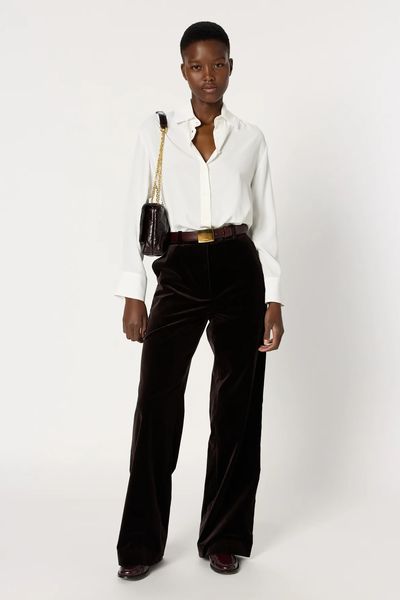 Pantaloni scortisora largi din catifea CLOTILDE