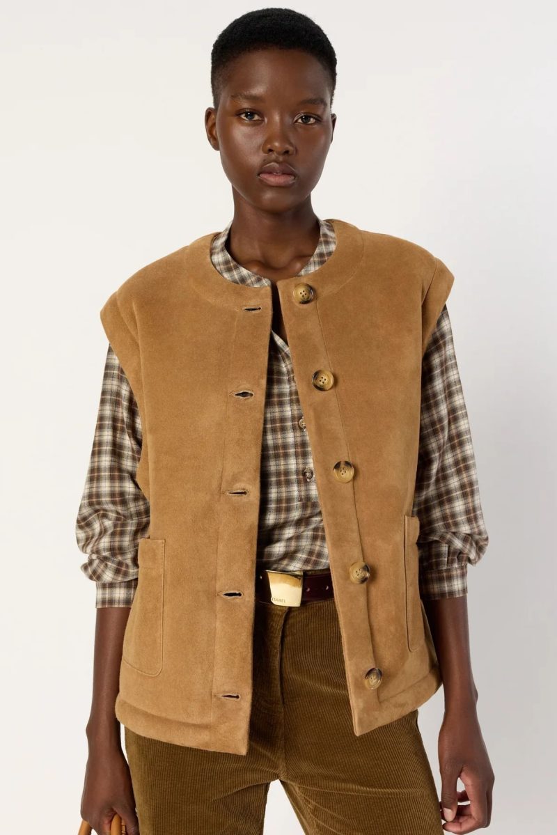 Jacheta din shearling fara maneci MELISSA