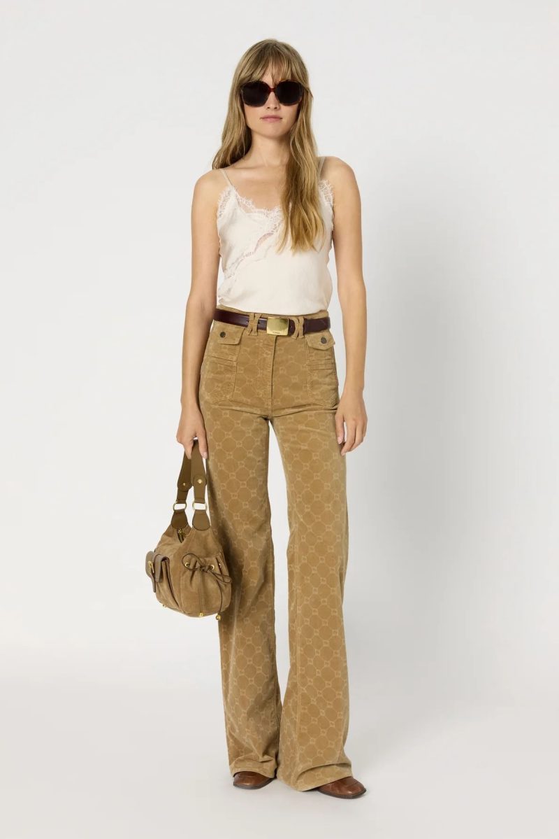 Top ecru cu bretele subtiri si dantela ALISON