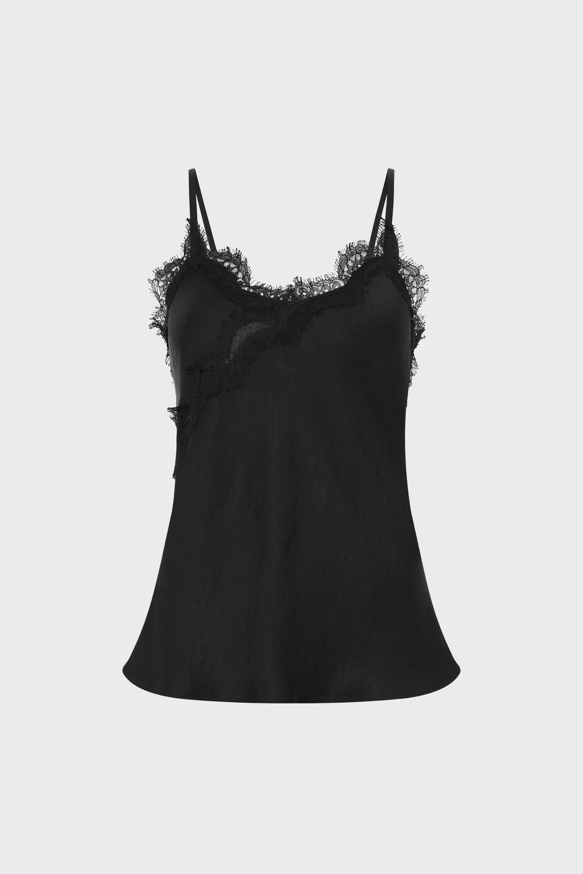 Top negru cu bretele subtiri si dantela ALISON - imagine 5