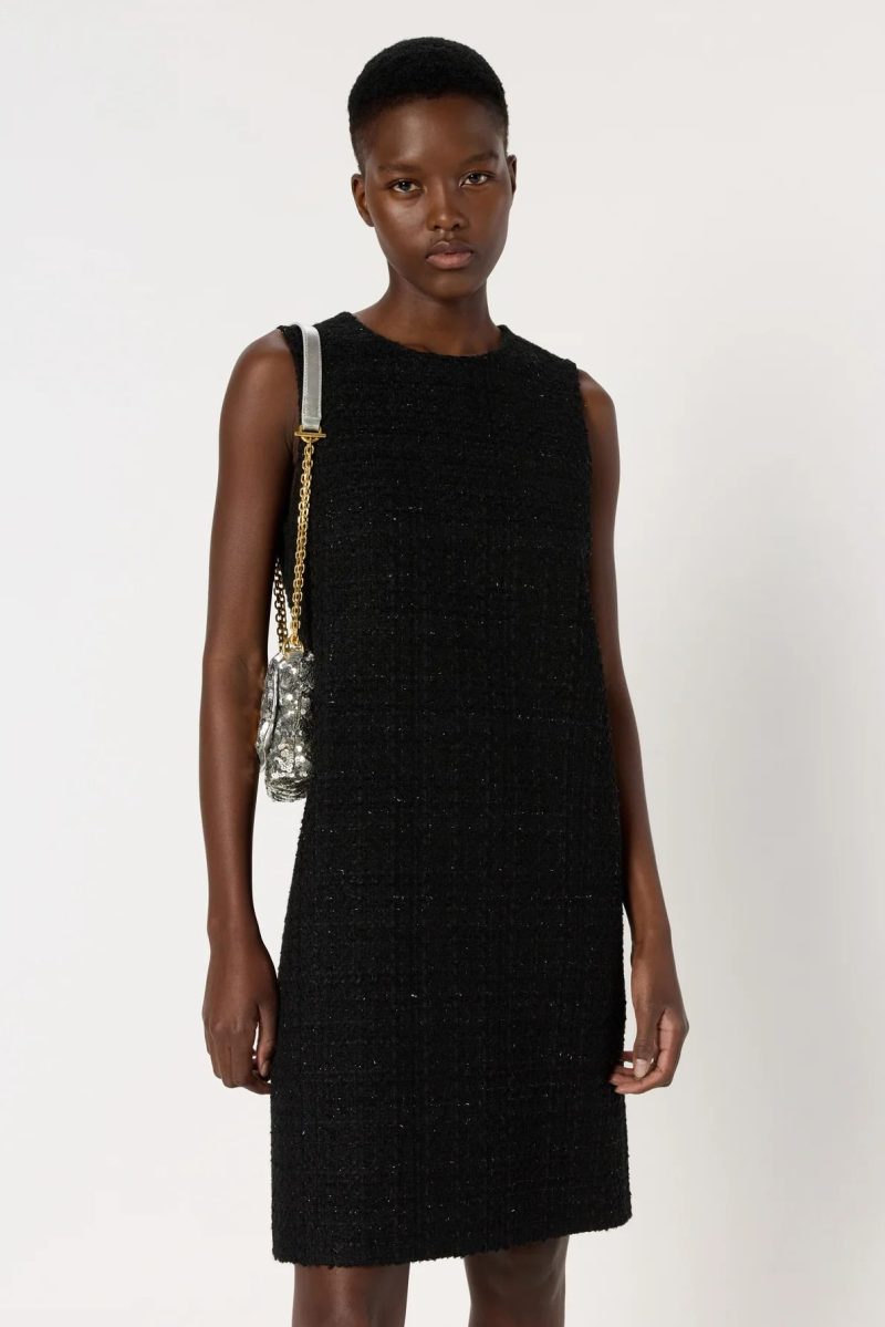 Alternative view of Rochie fara manesci din tweed si lurex LILA