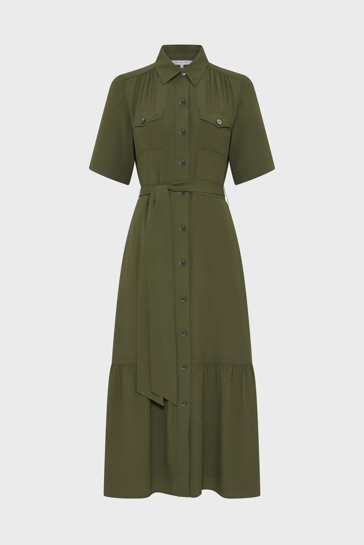 Rochie lungă tip cămașă kaki - RAINA - imagine 2