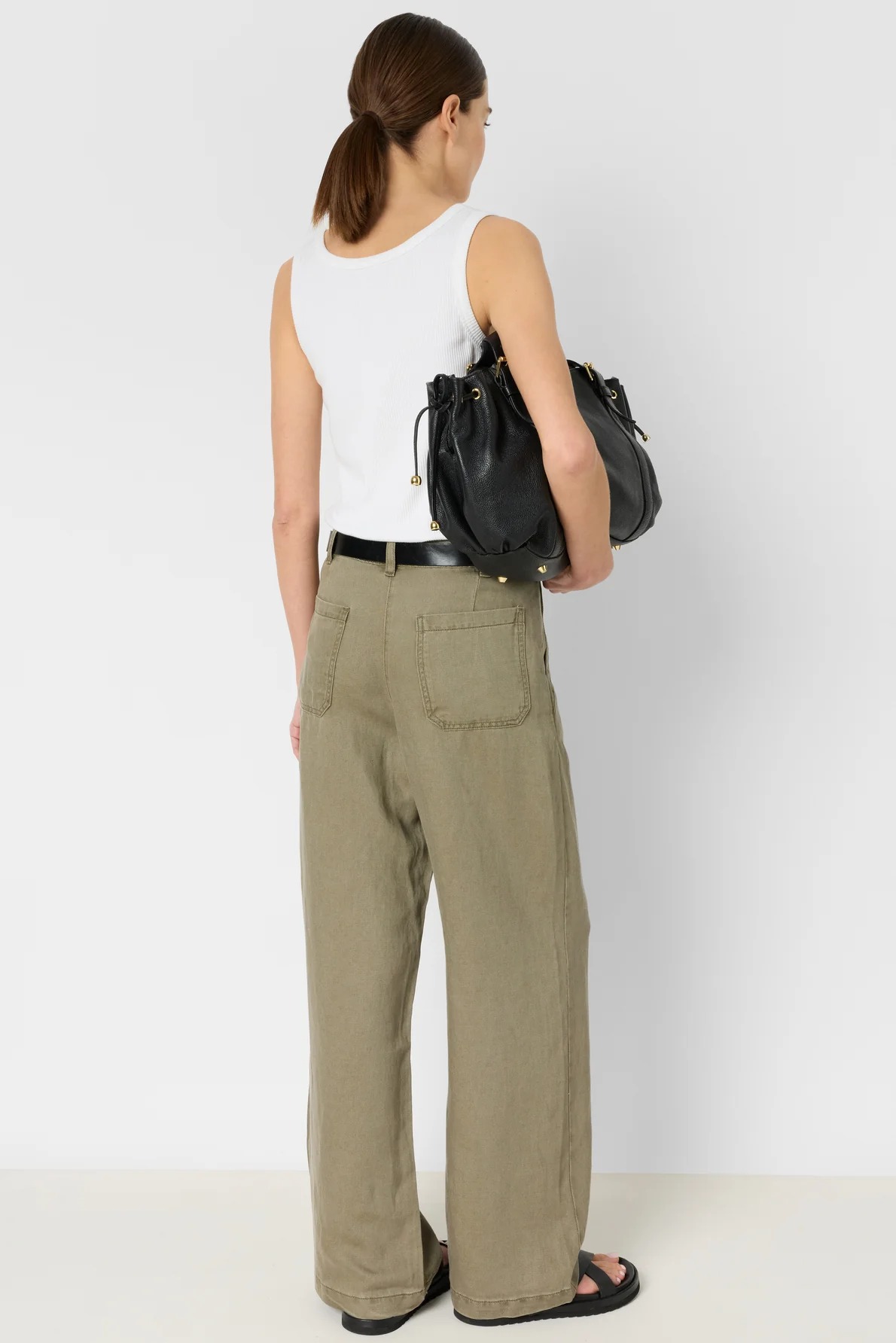 Pantaloni din lyocell și in kaki - AZILIA - imagine 2