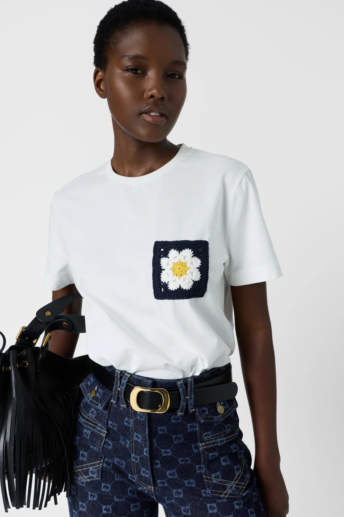 Tricou cu margarete brodate ecru - MELVINE