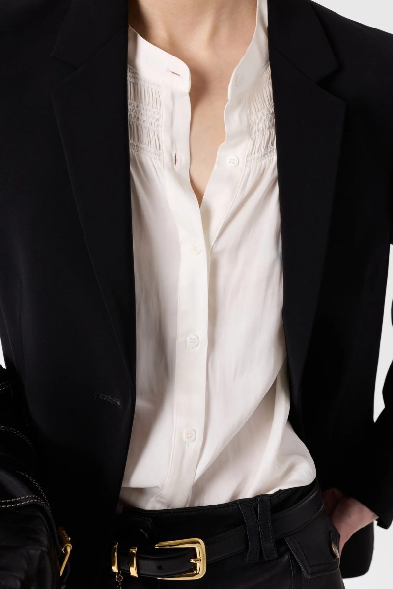 Alternative view of Cămașă din satin cu smocuri ecru - CATRINE