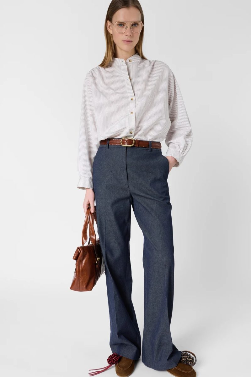 Pantaloni cu croi larg denim albastru - AMORA