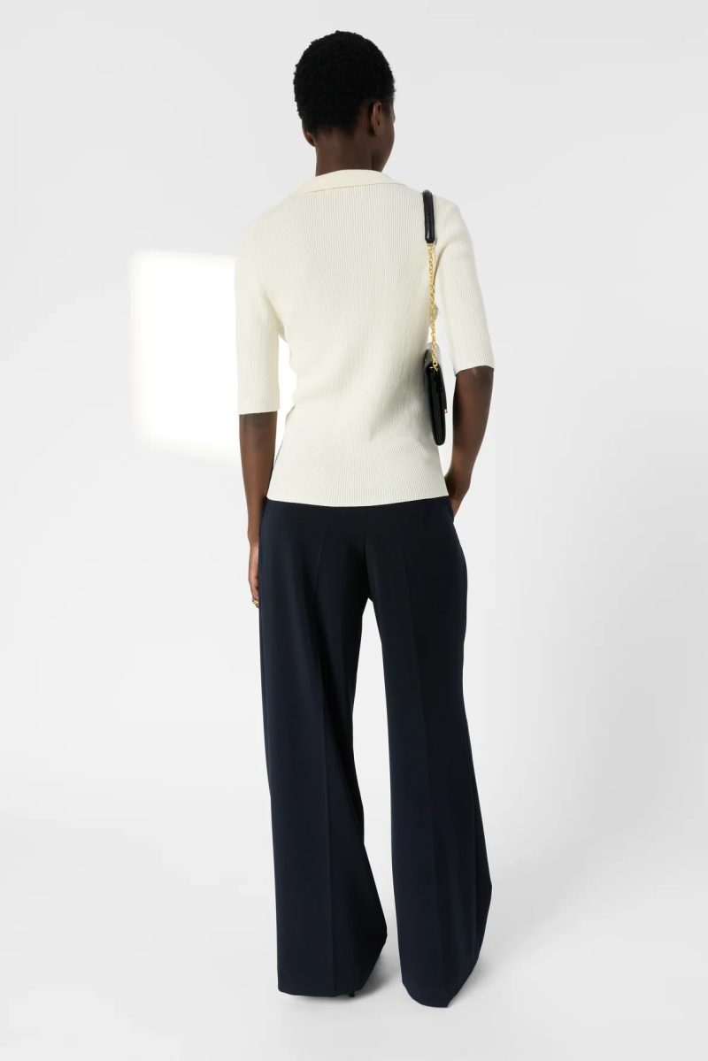 Alternative view of Cardigan cu guler polo cu nervuri ecru - LOUIZA