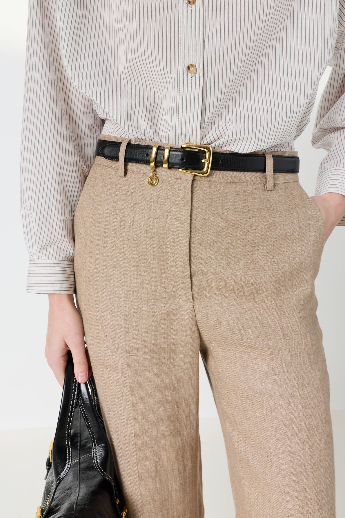 Pantaloni largi de in nisip - ABIGAIL - imagine 2