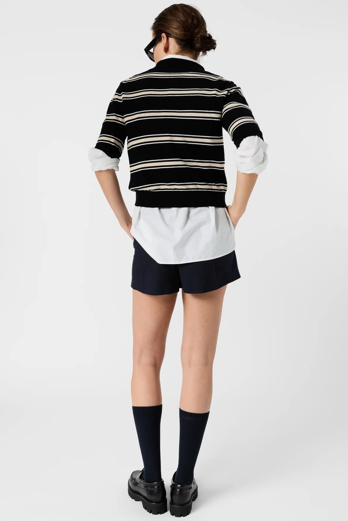 Tricou polo cu mânecă scurtă și dungi black - LEILA - imagine 2