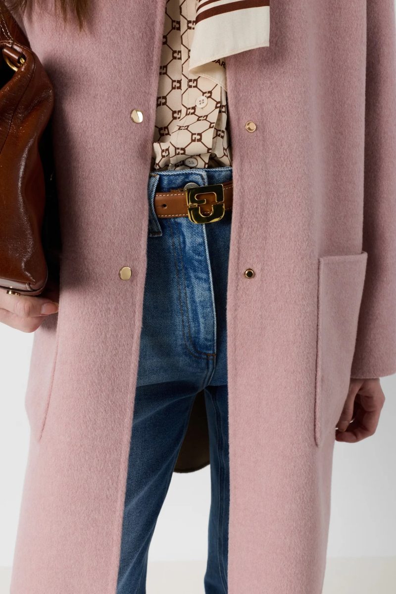 Alternative view of Palton reversibil din lână fină rose - PRECILIA