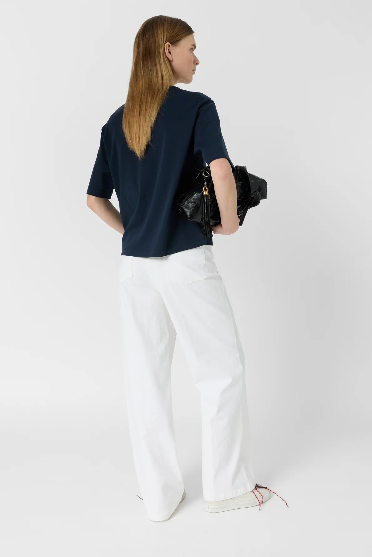 Tricou simplu din bumbac navy - MAYAE - imagine 5