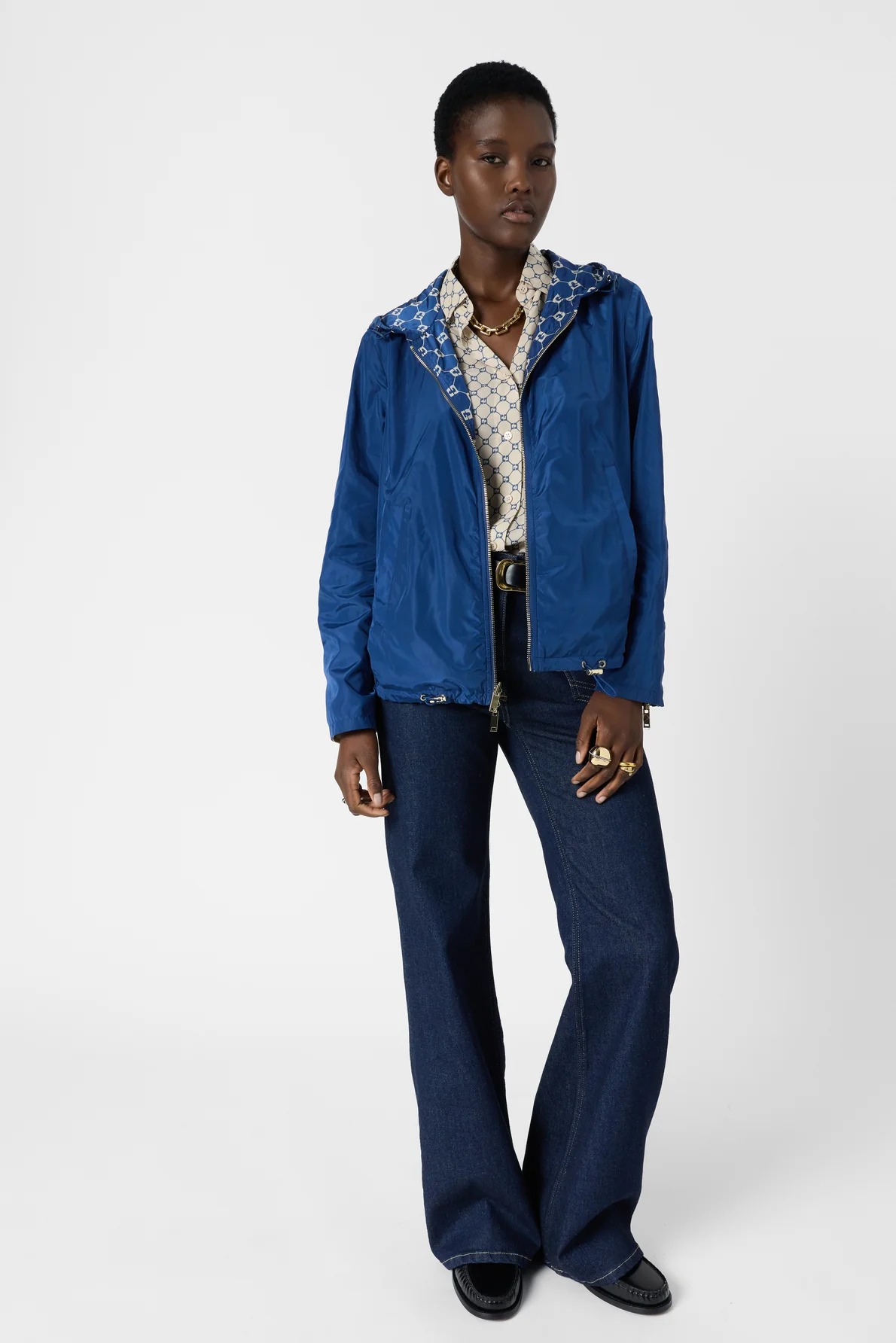 Parka scurtă cu monogramă bleumarin - JULINE - imagine 5