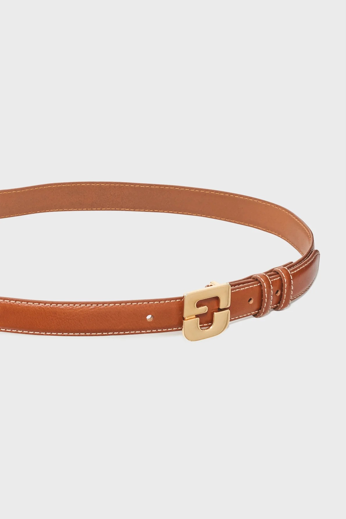 Curea din piele semnătură camel - LE LAUREN - imagine 2