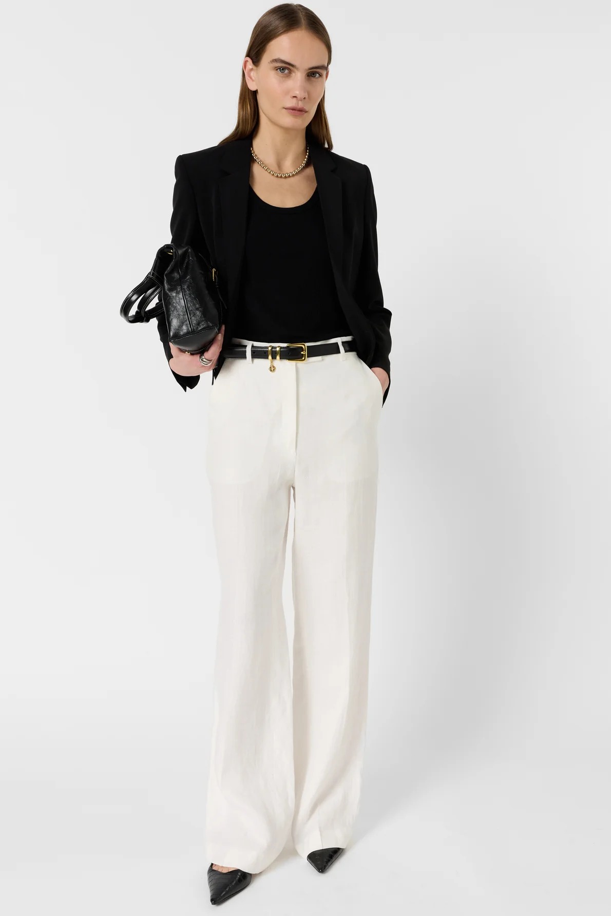 Pantaloni de costum din in ecru - ABELLE