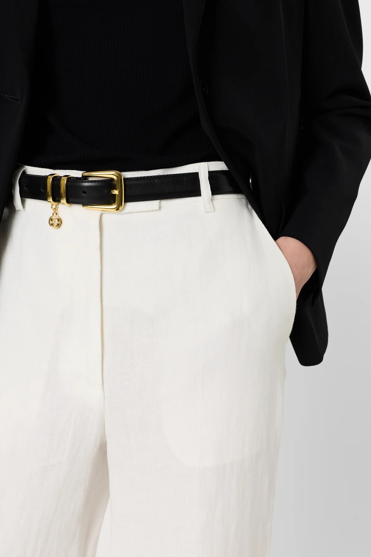 Pantaloni de costum din in ecru - ABELLE - imagine 5