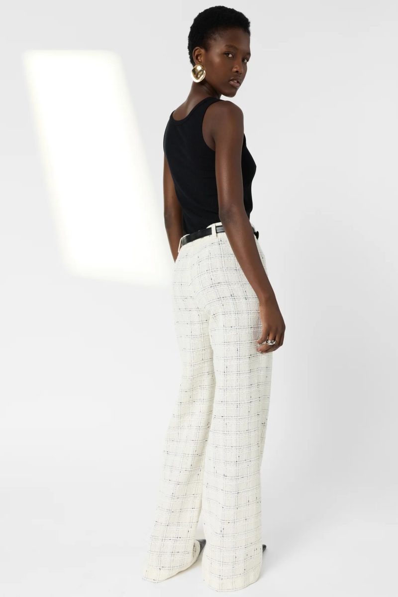 Alternative view of Pantaloni lați din tweed ecru - ARIELA