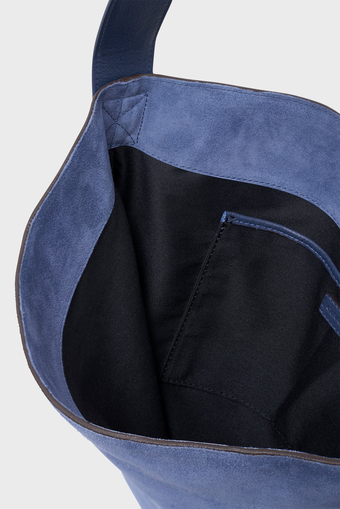 Geantă din piele întoarsă albastru - LADY GD - imagine 4