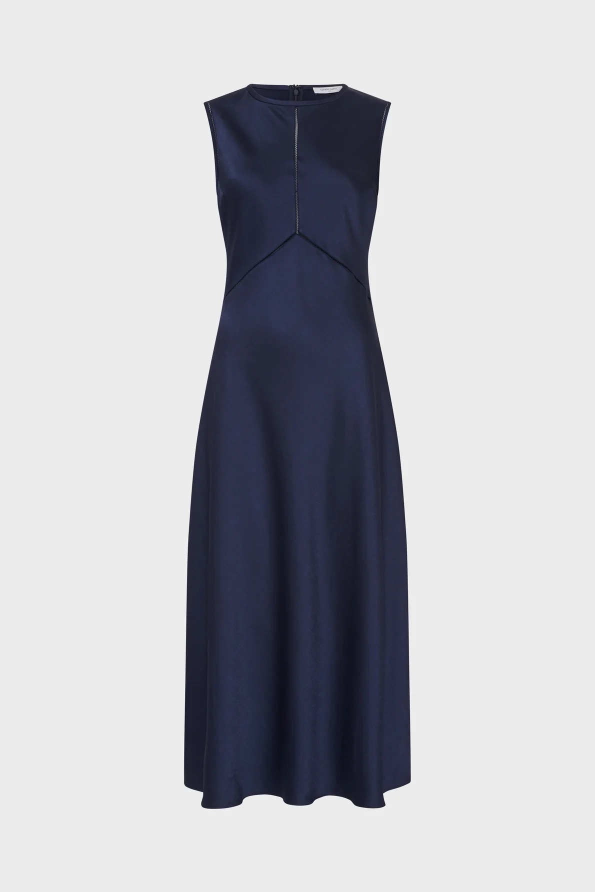 Rochie maxi din satin navy - RAIDA - imagine 5