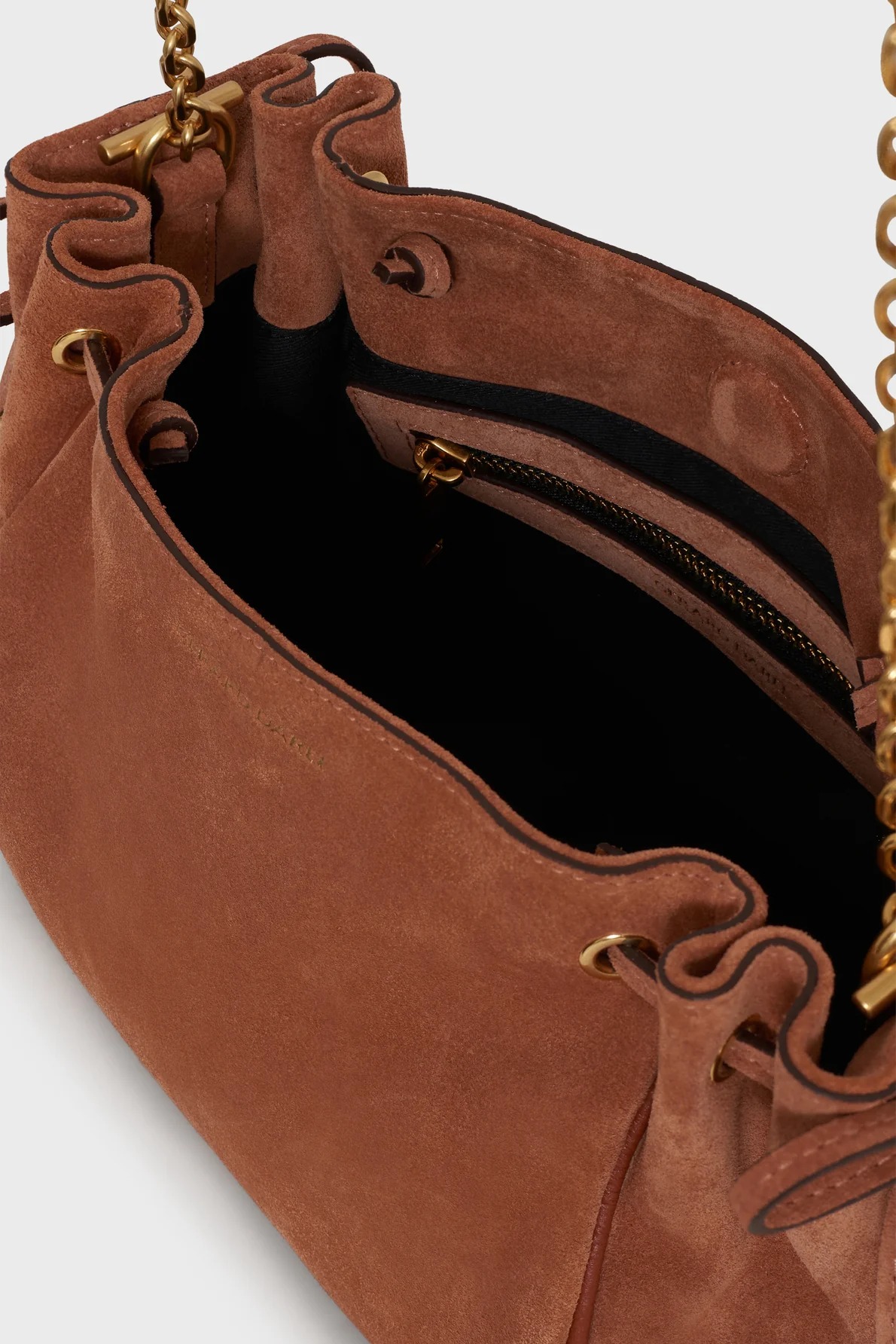 Geantă din piele întoarsă caramiziu - LE MINI 24 - imagine 3