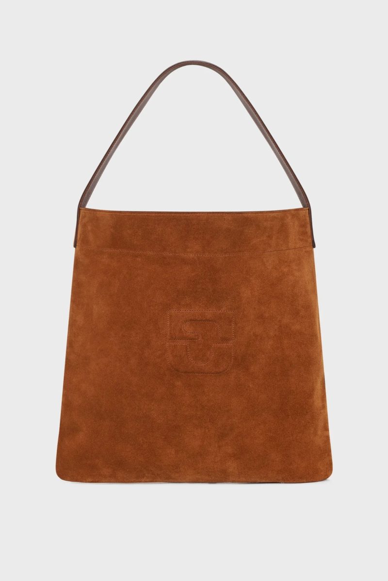 Geantă din piele întoarsă caramiziu - LADY GD