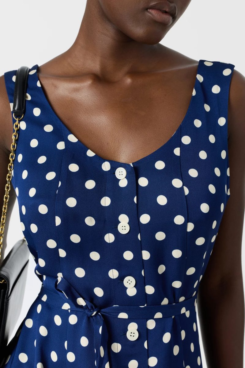 Alternative view of Rochie midi fără mâneci cu buline blue - RAVITA