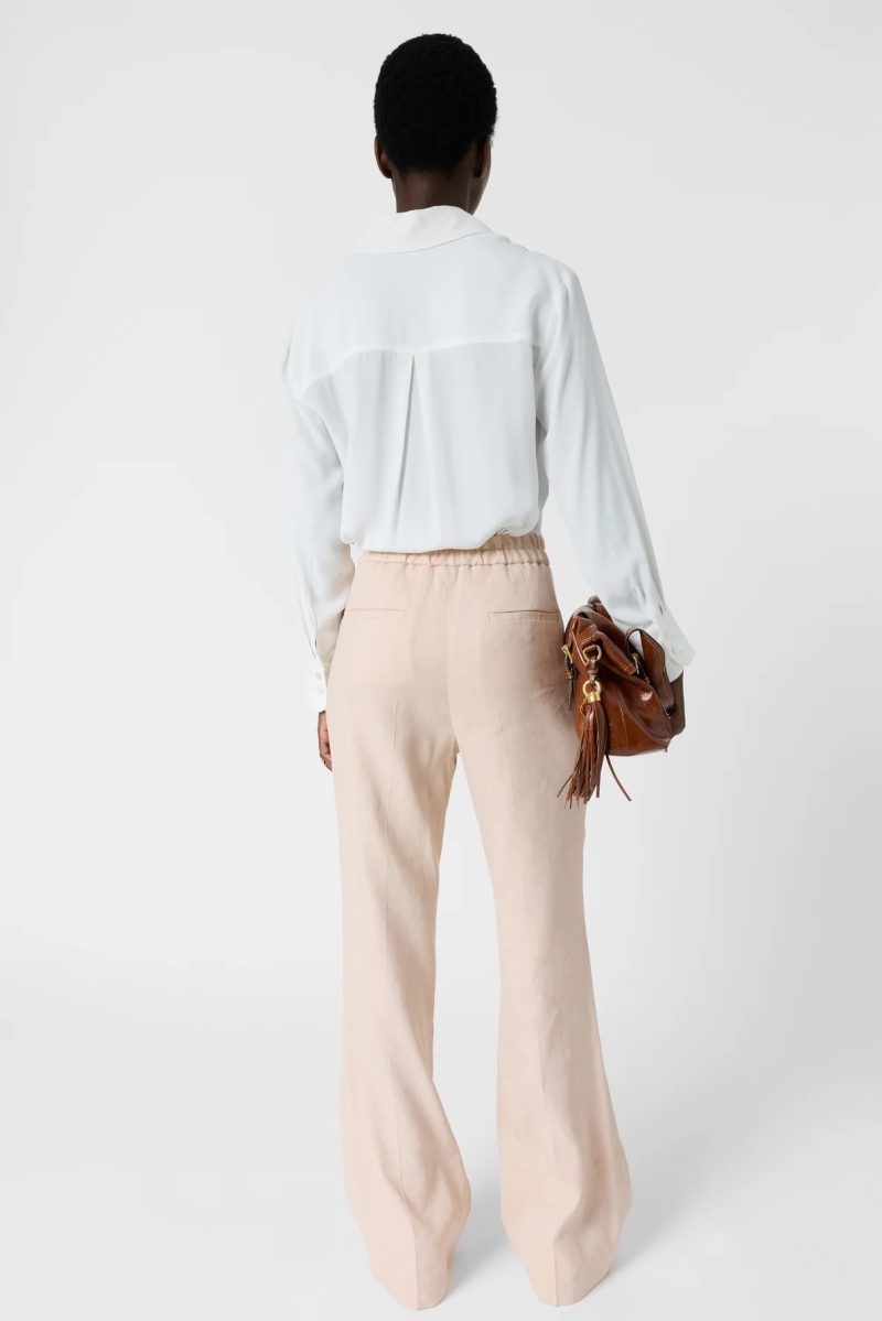 Alternative view of Pantaloni drepți din amestec de in nude - ALAYNA