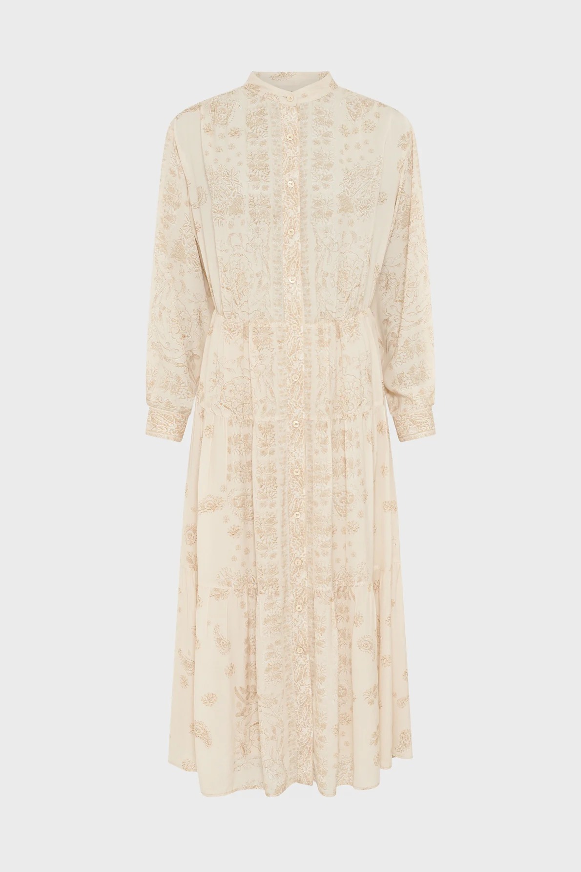 Rochie lungă brodată nude - Krishna - imagine 2
