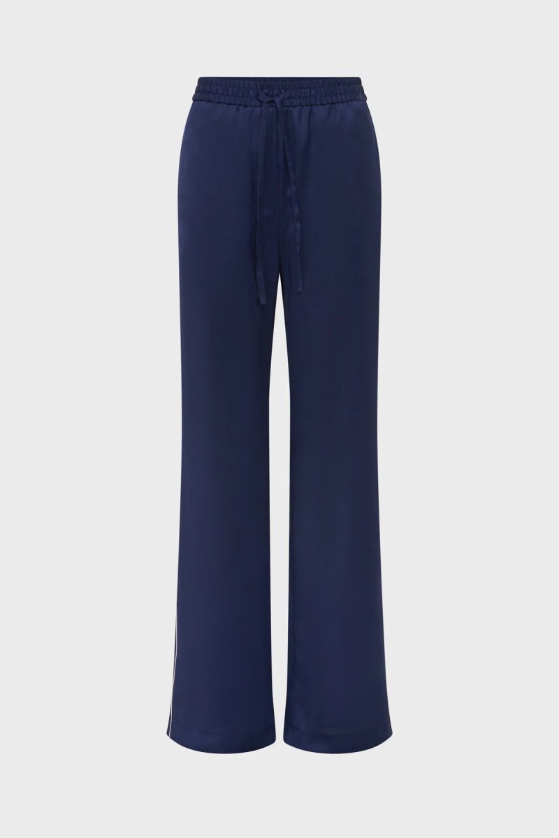 Pantaloni din satin bleumarin - BAHYRA