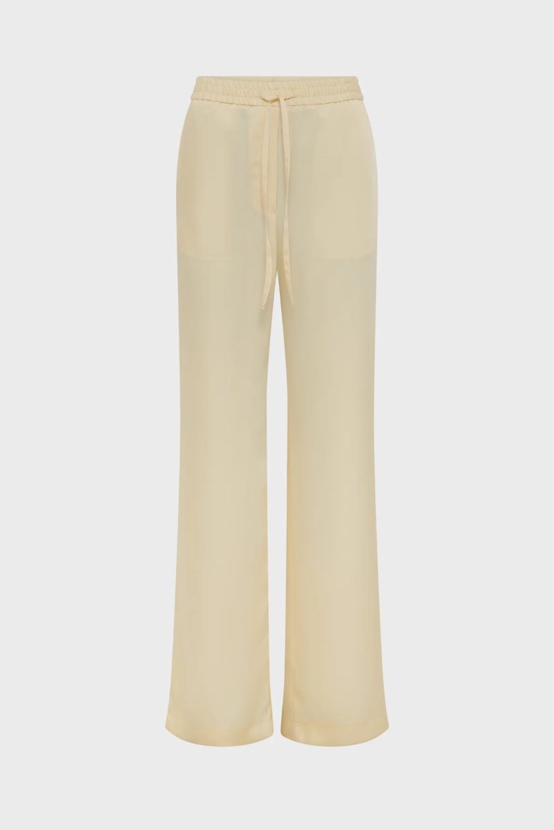 Pantaloni din satin galben pai - BAHYRA