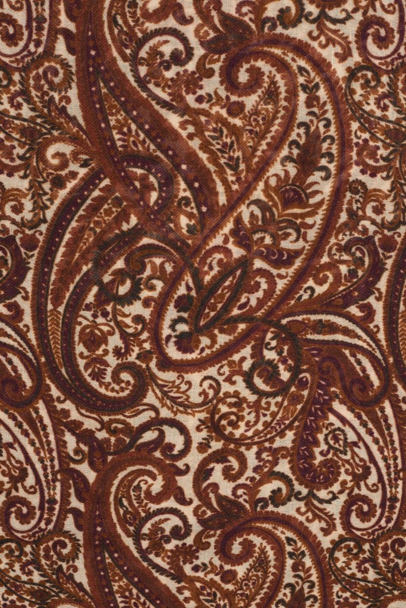 Alternative view of Eșarfă din lână și mătase cu imprimeu paisley caramel - SHEILA